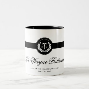 Personalized Elegant MD Medical School Graduation Two-Tone Coffee Mug
