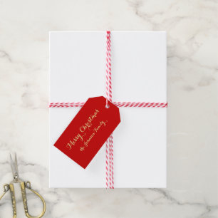 Personalized Elegant Merry Christmas Family Name Gift Tags