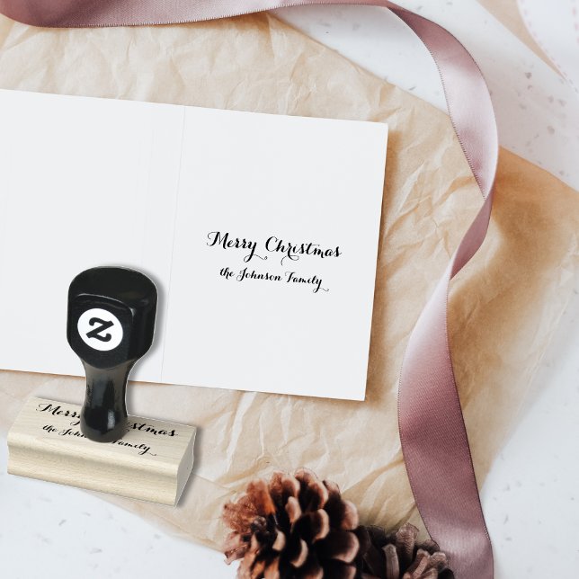 Personalized Elegant Merry Christmas Family Name Rubber Stamp (Personalized Elegant Merry Christmas Family Name Rubber Stamp)