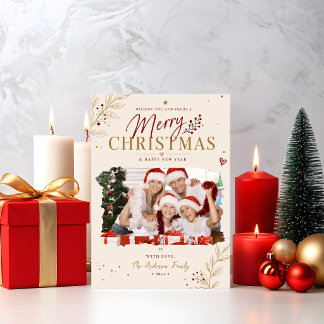 Personalized Elegant Merry Christmas Photo Holiday Card