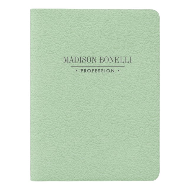Personalized Elegant Mint Green Leather Feminine Extra Large Moleskine Notebook (Front)