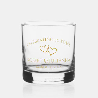 Personalized Elegant Modern 50th Anniversary Gift Whiskey Glass