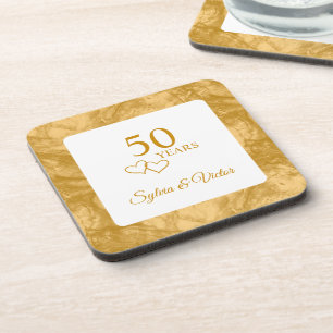 Personalized Elegant Modern 50th Anniversary Party Coaster