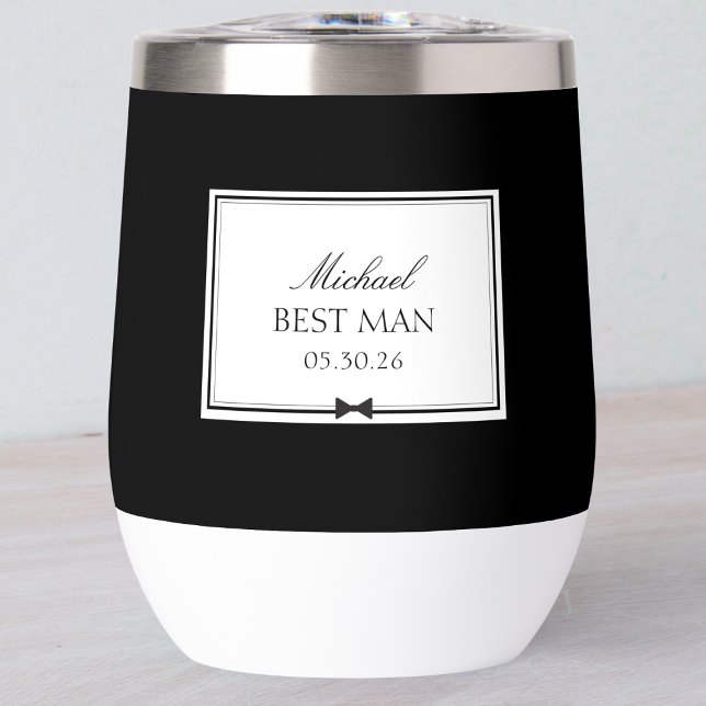 Personalized Elegant Modern Bowtie Best Man (Toast your best moments with a custom best man tumbler! Perfect for keeping the drinks flowing. )