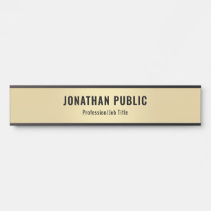 Personalized Elegant Modern Faux Gold Template Door Sign