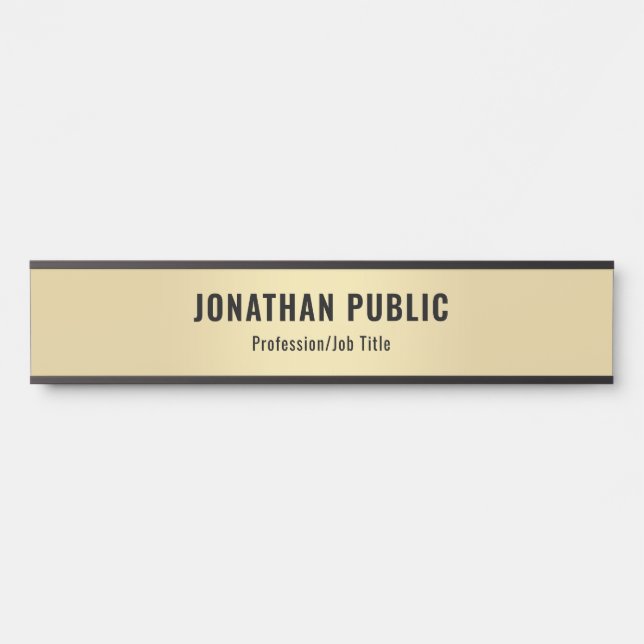 Personalized Elegant Modern Faux Gold Template Door Sign (Front)