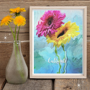 Personalized Elegant Modern Floral Composition Poster