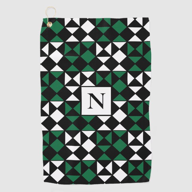 Personalized Elegant Modern Geometric Pattern Golf Towel (Front)