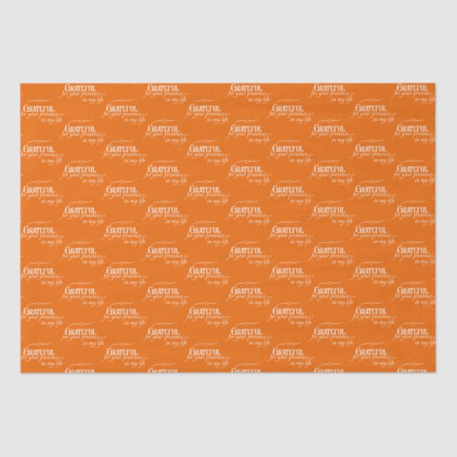 Personalized Elegant Modern Grateful White, Orange Tissue Paper (Front)