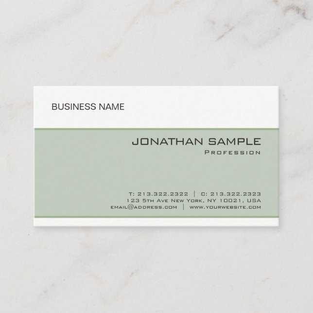 Personalized Elegant Modern Minimalist Template Business Card (Front)