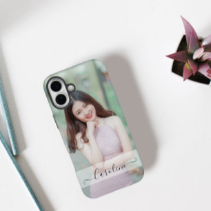 Personalized Elegant Modern Name & Photo iPhone 16 Plus Case