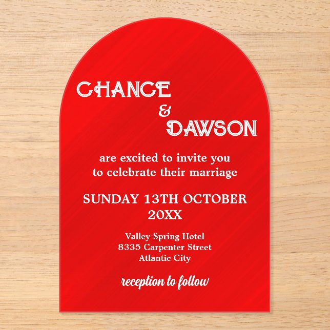Personalized Elegant & Modern Wedding Acrylic Invitations (Front)