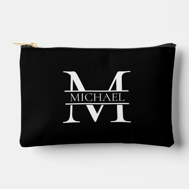 Personalized Elegant Monogram and Name Accessory Pouch (Front)