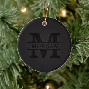 Personalized Elegant Monogram and Name Ceramic Ornament
