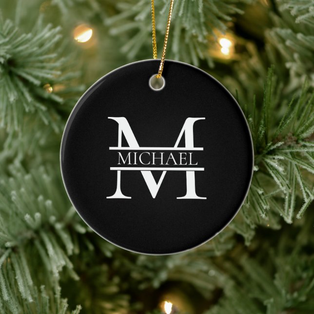 Personalized Elegant Monogram and Name Ceramic Ornament (Tree)