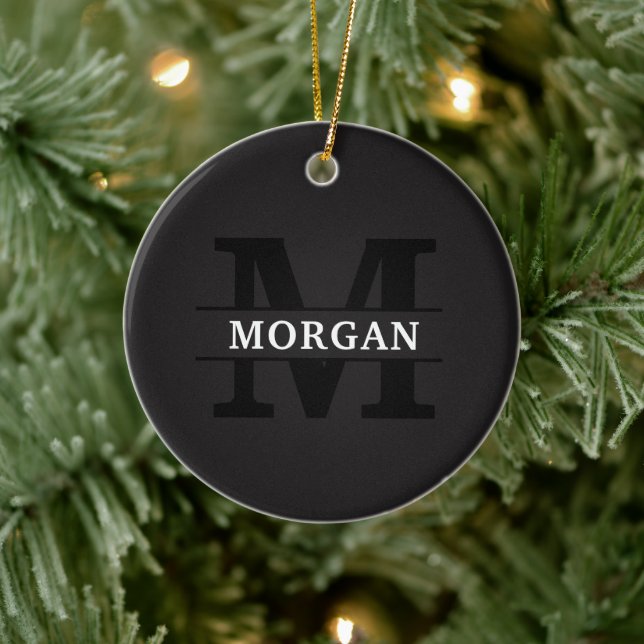 Personalized Elegant Monogram and Name Ceramic Ornament (Tree)