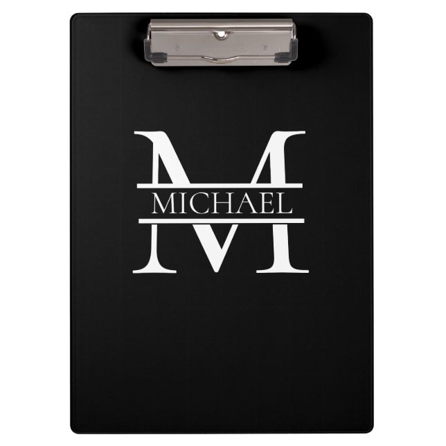 Personalized Elegant Monogram and Name Clipboard (Front)