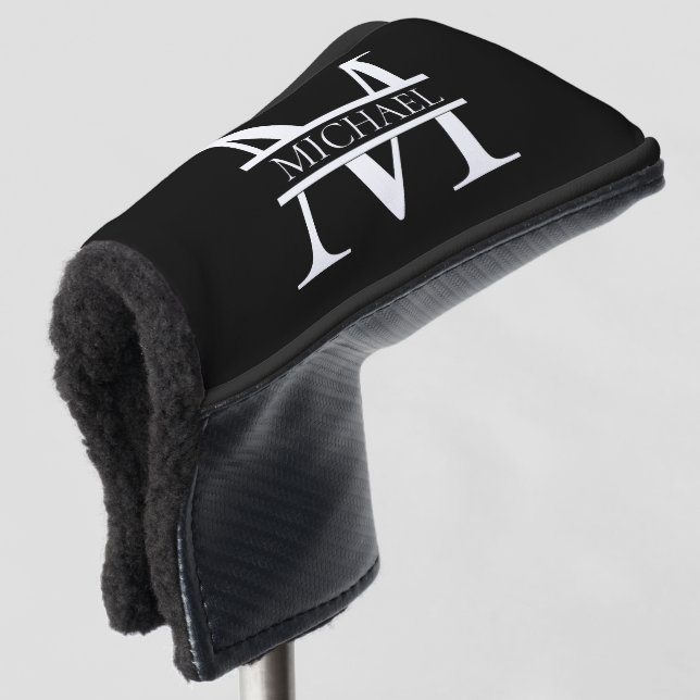 Personalized Elegant Monogram and Name Golf Head Cover (3/4 Front)