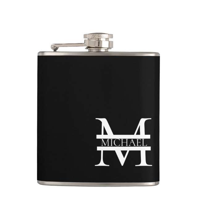 Personalized Elegant Monogram and Name Hip Flask (Front)