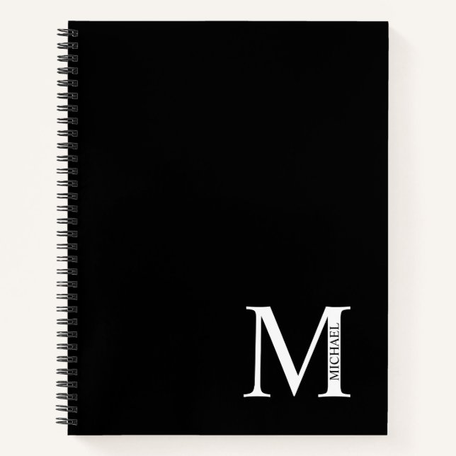 Personalized Elegant Monogram and Name Notebook (Front)