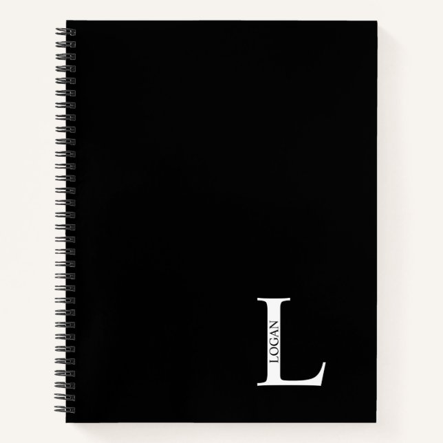 Personalized Elegant Monogram and Name Notebook (Front)