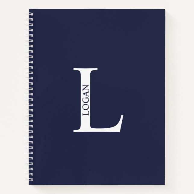 Personalized Elegant Monogram and Name Notebook (Front)