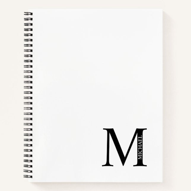 Personalized Elegant Monogram and Name Notebook (Front)