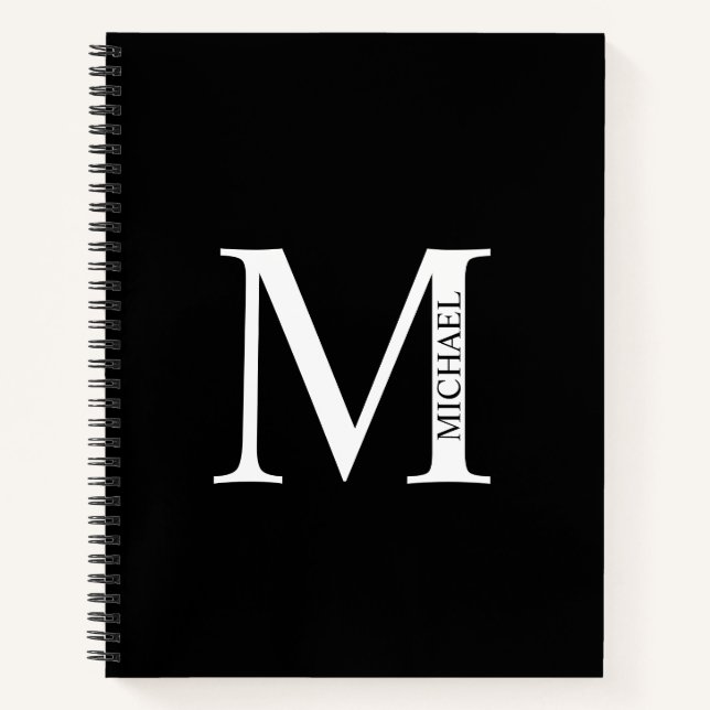 Personalized Elegant Monogram and Name Notebook (Front)