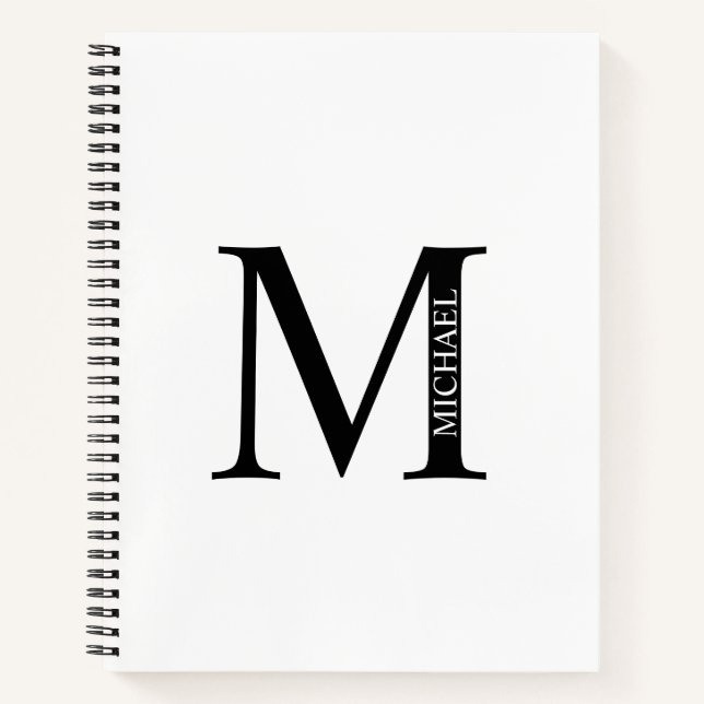 Personalized Elegant Monogram and Name Notebook (Front)