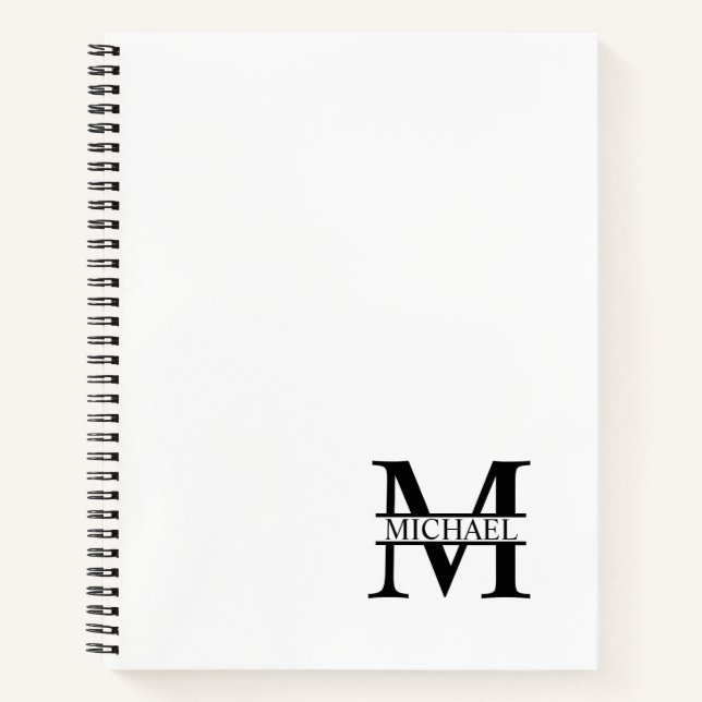 Personalized Elegant Monogram and Name Notebook (Front)