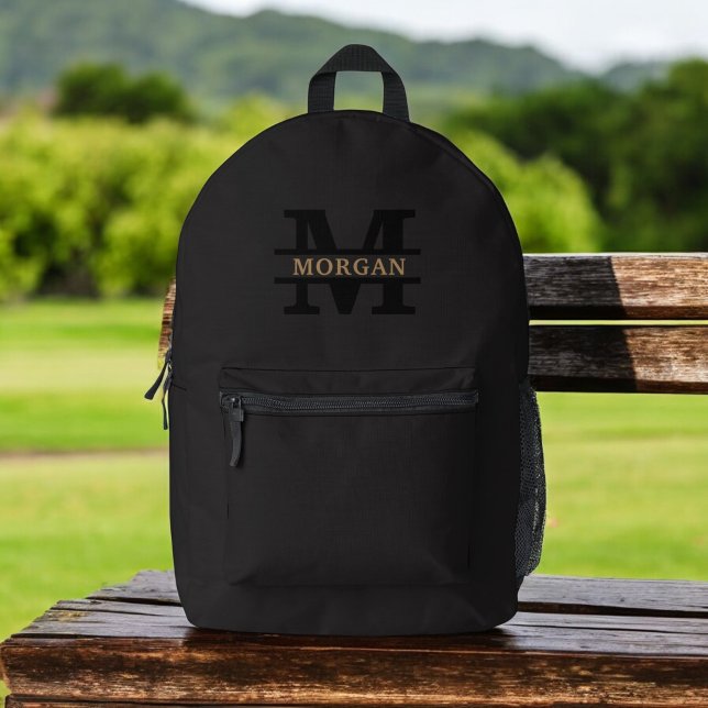 Personalized Elegant Monogram and Name  Printed Backpack (Creator Uploaded)