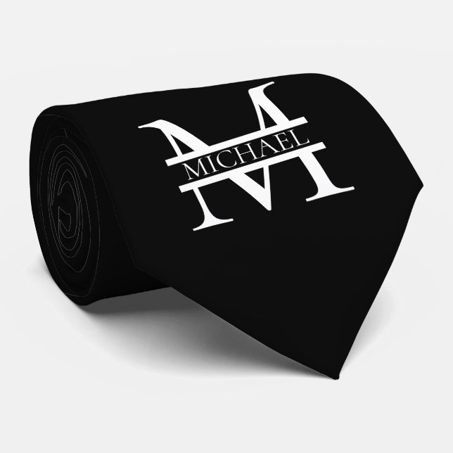Personalized Elegant Monogram and Name Tie (Rolled)