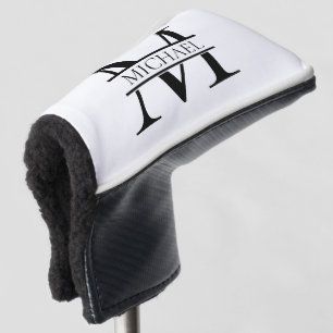 Personalized Elegant Monogram and Name White Golf Head Cover
