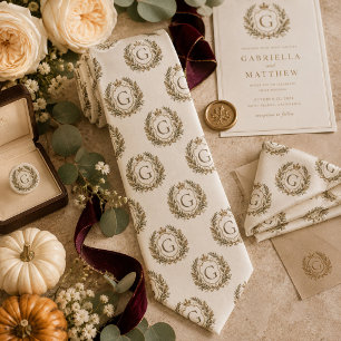 Personalized Elegant Monogram Laurel Wreath Tie