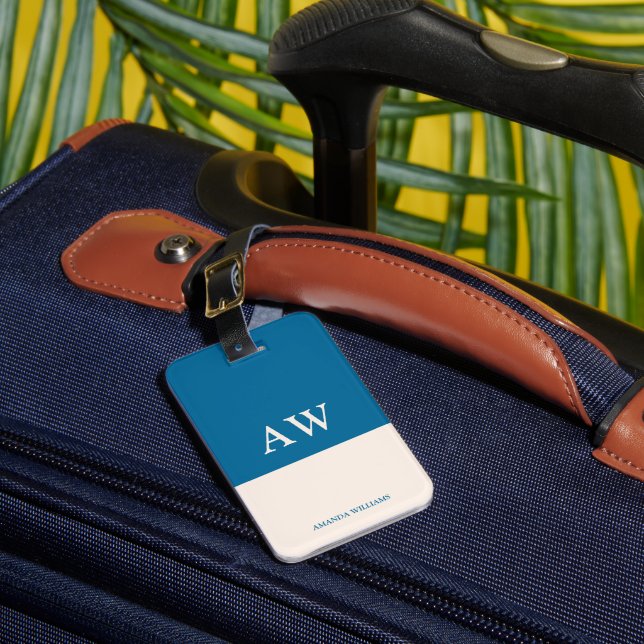 Personalized elegant monogram Ocean Luggage Tag (Front Insitu 1)