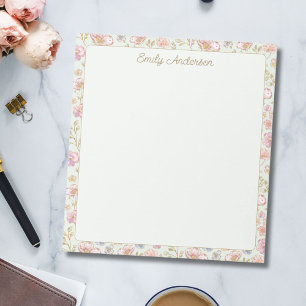 Personalized Elegant Monogram Pretty Floral Border Notepad