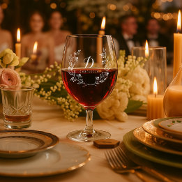 Personalized Elegant Monogrammed Name Wine Glass