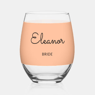 Personalized Elegant Monogrammed Wedding Bride Stemless Wine Glass
