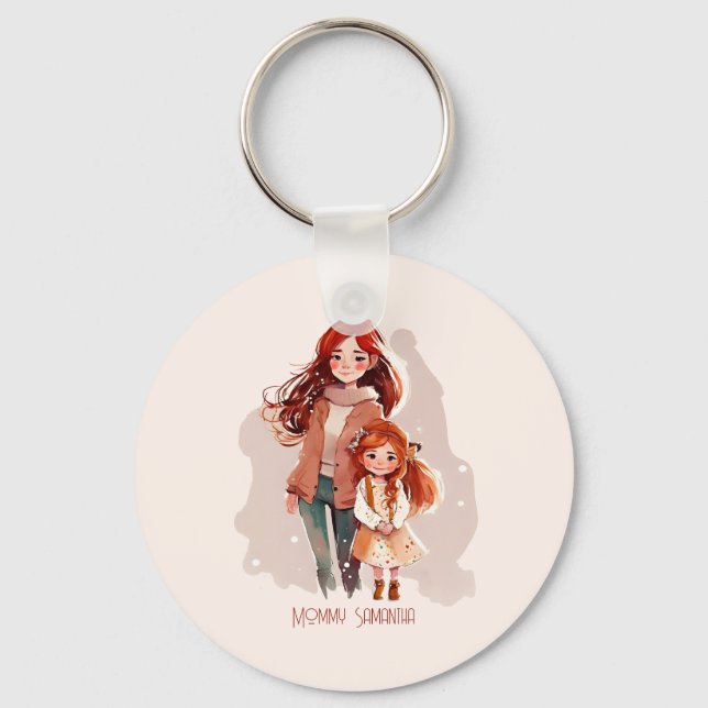 Personalized Elegant Mother and Daughter Keychain (Front)