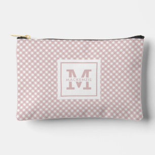 Personalized Elegant Muted Pink Plaid Pattern Accessory Pouch