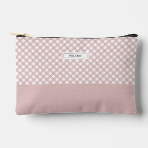 Personalized Elegant Muted Pink Plaid Pattern Accessory Pouch