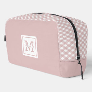 Personalized Elegant Muted Pink Plaid Pattern Dopp Kit