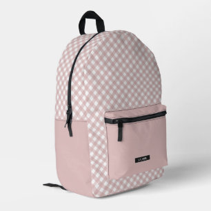 Personalized Elegant Muted Pink Plaid Pattern Printed Backpack