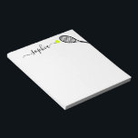 Personalized Elegant Name Modern Tennis Notepad<br><div class="desc">Personalized large notepad with a simple cute tennis racket graphic and custom name or text in a feminine girly and modern pretty script font monogram.Any tennis player would love an elegant and modern useful tennis-themed stationery office accessory to write notes and todo lists on.</div>