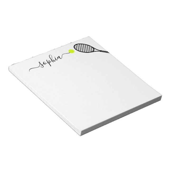 Personalized Elegant Name Modern Tennis Notepad (Angled)