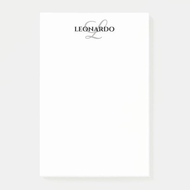 Personalized elegant name monogram Post-it® notes (Front)