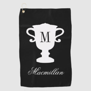 Personalized elegant name monogram trophy cup golf towel