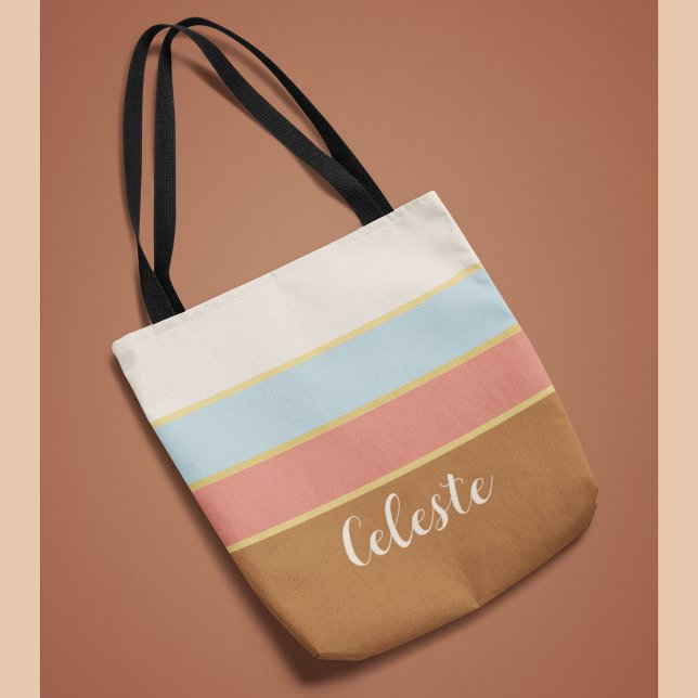 Personalized Elegant Name Summer Striped Tote Bag (Creator Uploaded)