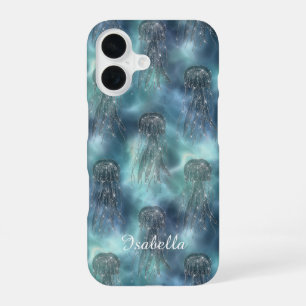 Personalized Elegant Nautical Sparkle Blue Ocean iPhone 16 Case