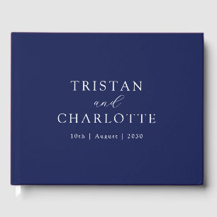 Personalized Elegant Navy Blue Guest Book